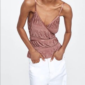 ZARA wrapped silky ruched top
